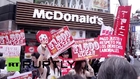 Japan: Ronald McDonald kicks off global fast food strike in Tokyo