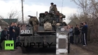 Ukraine: Locals block tank, chase another in Novosyolovka