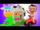 Learn Shapes & Colors for Children with Baby Farm Cow Wooden Toy Frame Shapes 3D Kids Educational