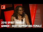 Mya Taylor wins Best Supporting Female at the 2016 Film Independent Spirit Awards