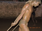 wrestlers mud massage their bodies wrestling in thong/g-string in Guru hanuman akhara