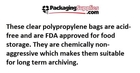 Clear Resealable Polypropylene Bags - FDA approved for food storage